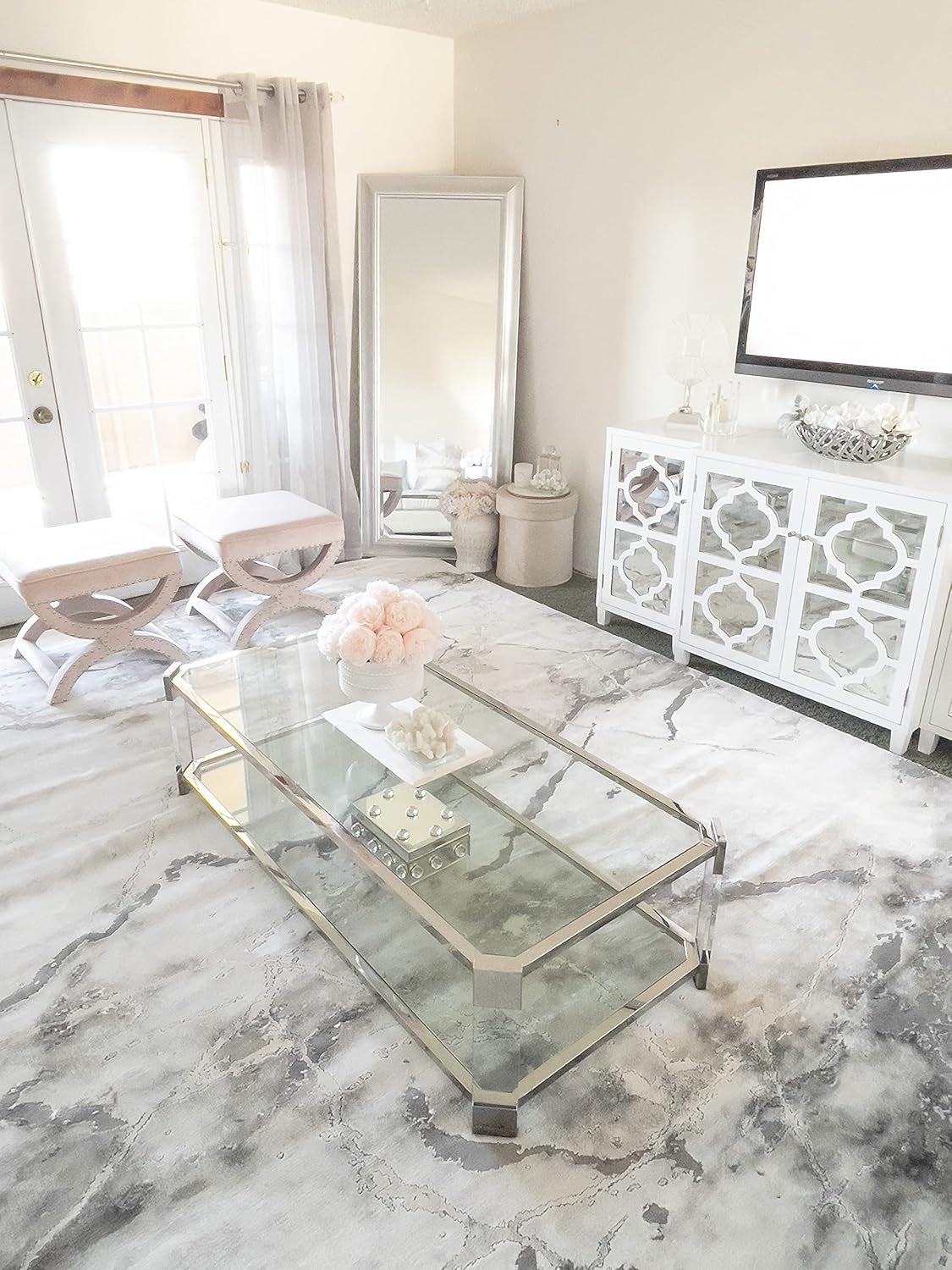 Craft Collection Area Rug - 5'3" X 7'6", Grey & Silver, Modern Abstract Design, Non-Shedding & Easy Care, Ideal for High Traffic Areas in Living Room, Bedroom (CFT877G)