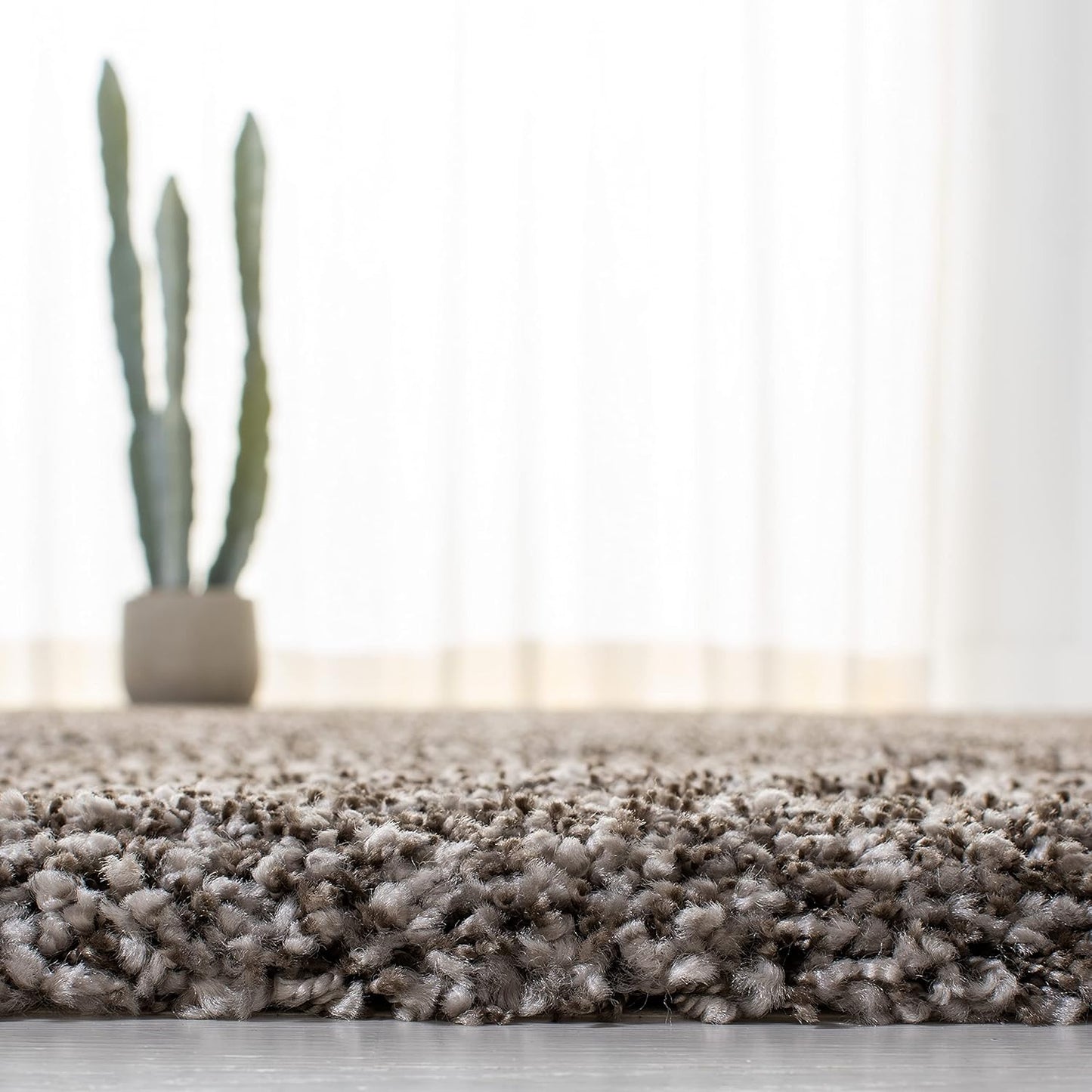 Milan Shag Collection Accent Rug - 4' X 6', Grey, Solid Design, Non-Shedding & Easy Care, 2-Inch Thick Ideal for High Traffic Areas in Entryway, Living Room, Bedroom (SG180-8080)
