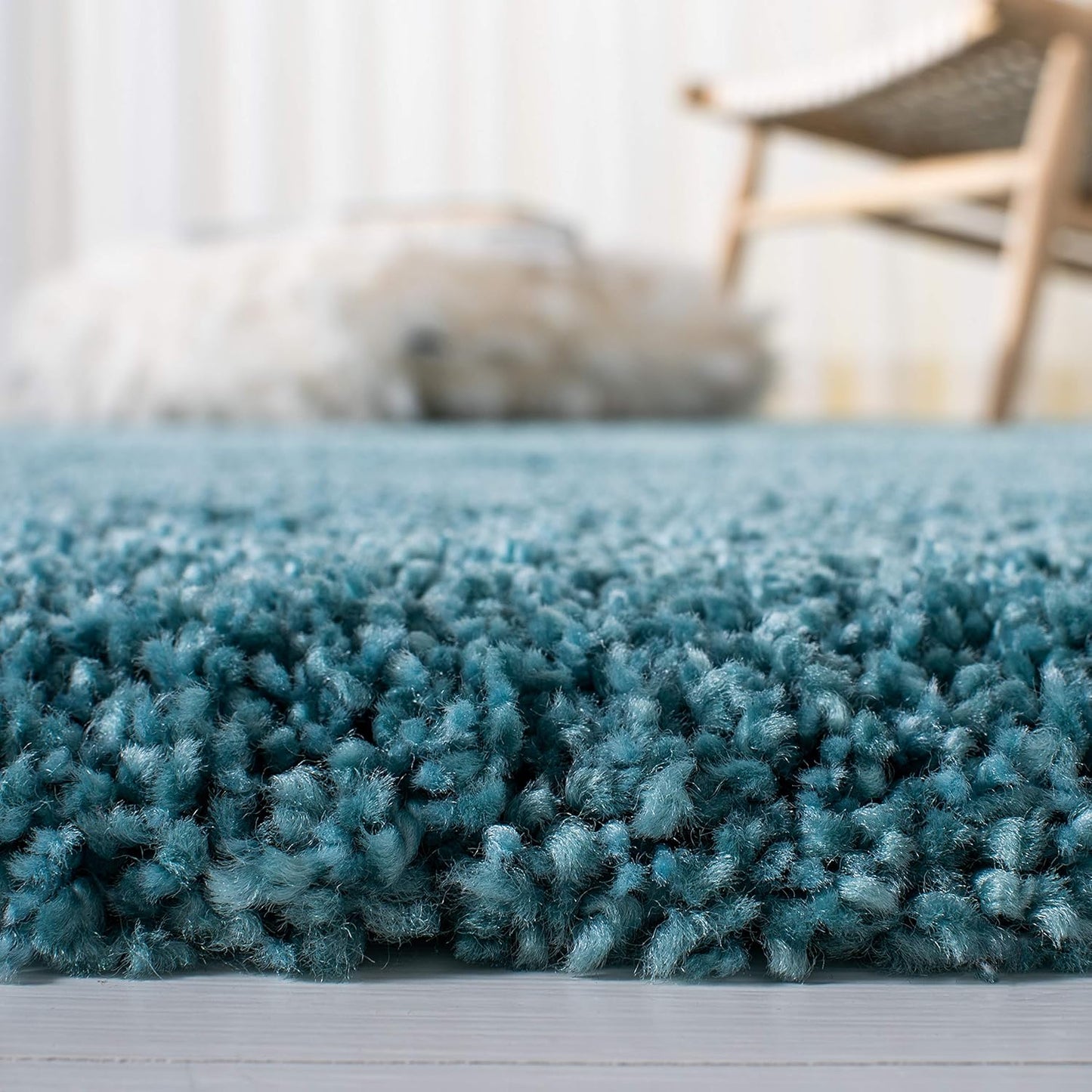 Milan Shag Collection Area Rug - 6' X 9', Aqua Blue, Solid Design, Non-Shedding & Easy Care, 2-Inch Thick Ideal for High Traffic Areas in Living Room, Bedroom (SG180-6060)