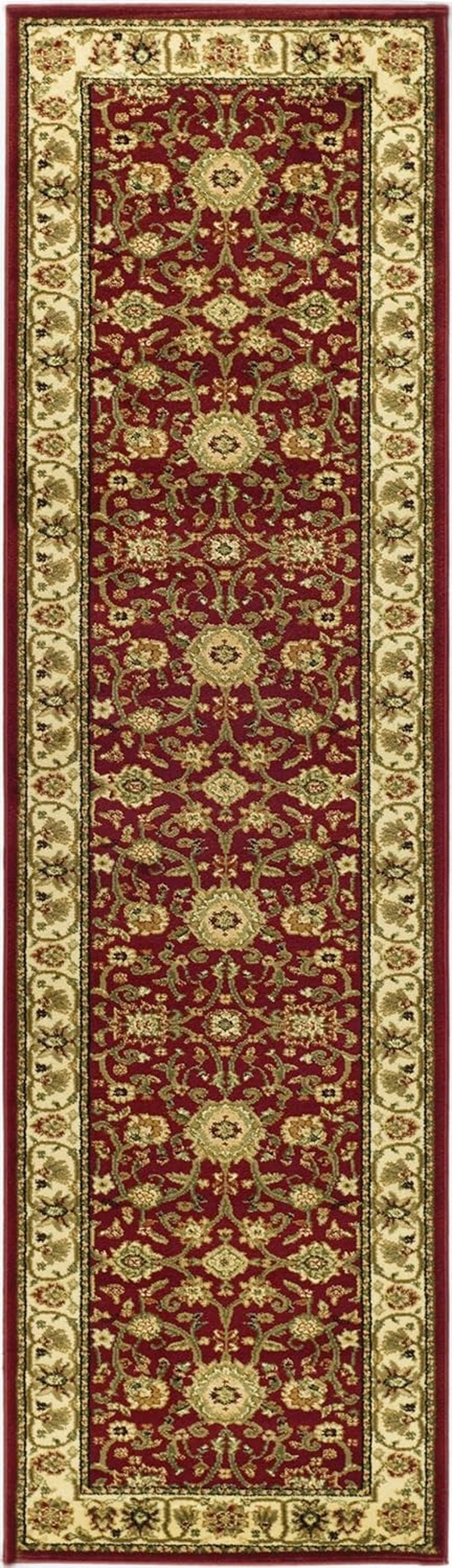 Lyndhurst Collection Runner Rug - 2'3" X 6', Red & Ivory, Traditional Oriental Design, Non-Shedding & Easy Care, Ideal for High Traffic Areas in Living Room, Bedroom (LNH212F)
