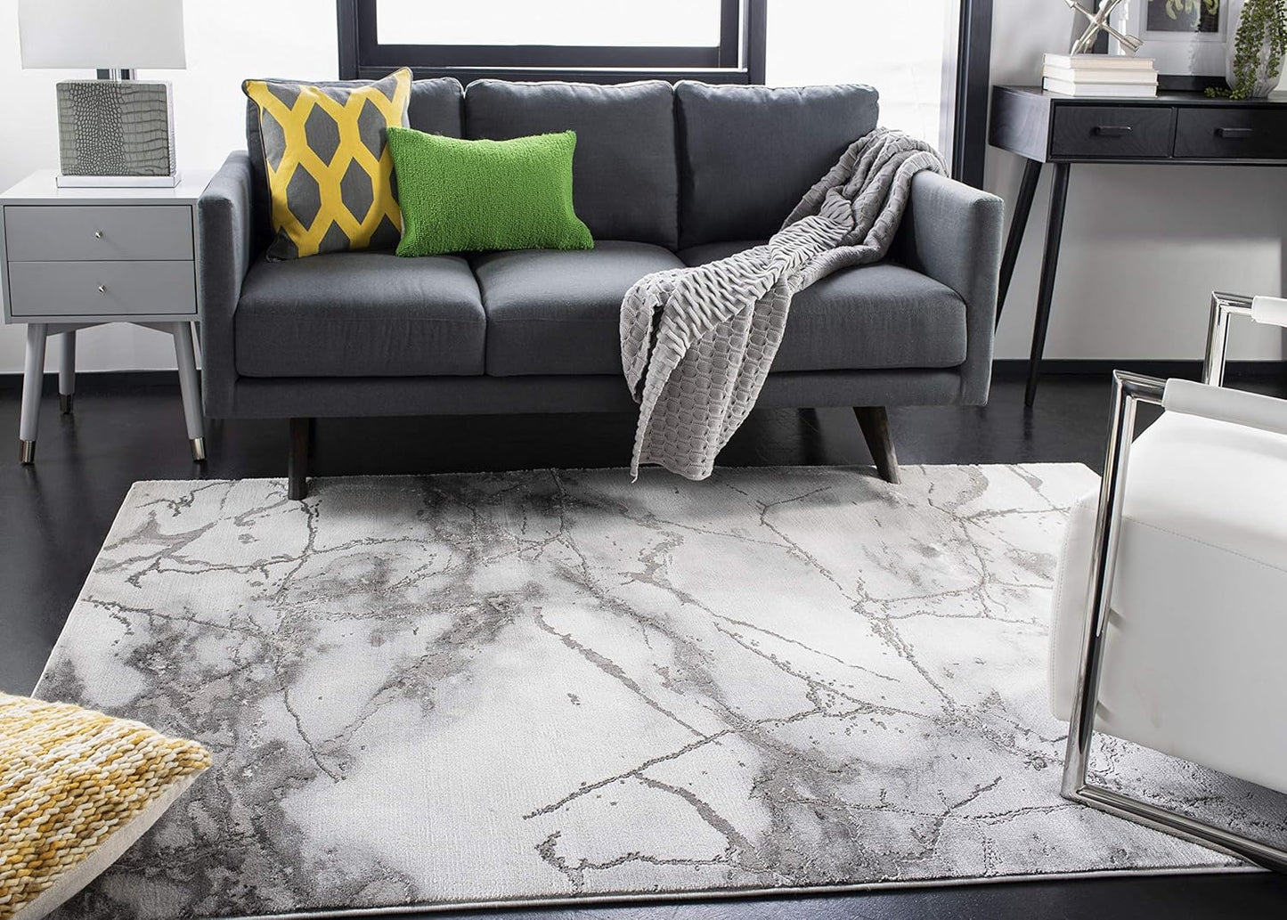 Craft Collection Area Rug - 5'3" X 7'6", Grey & Silver, Modern Abstract Design, Non-Shedding & Easy Care, Ideal for High Traffic Areas in Living Room, Bedroom (CFT877G)