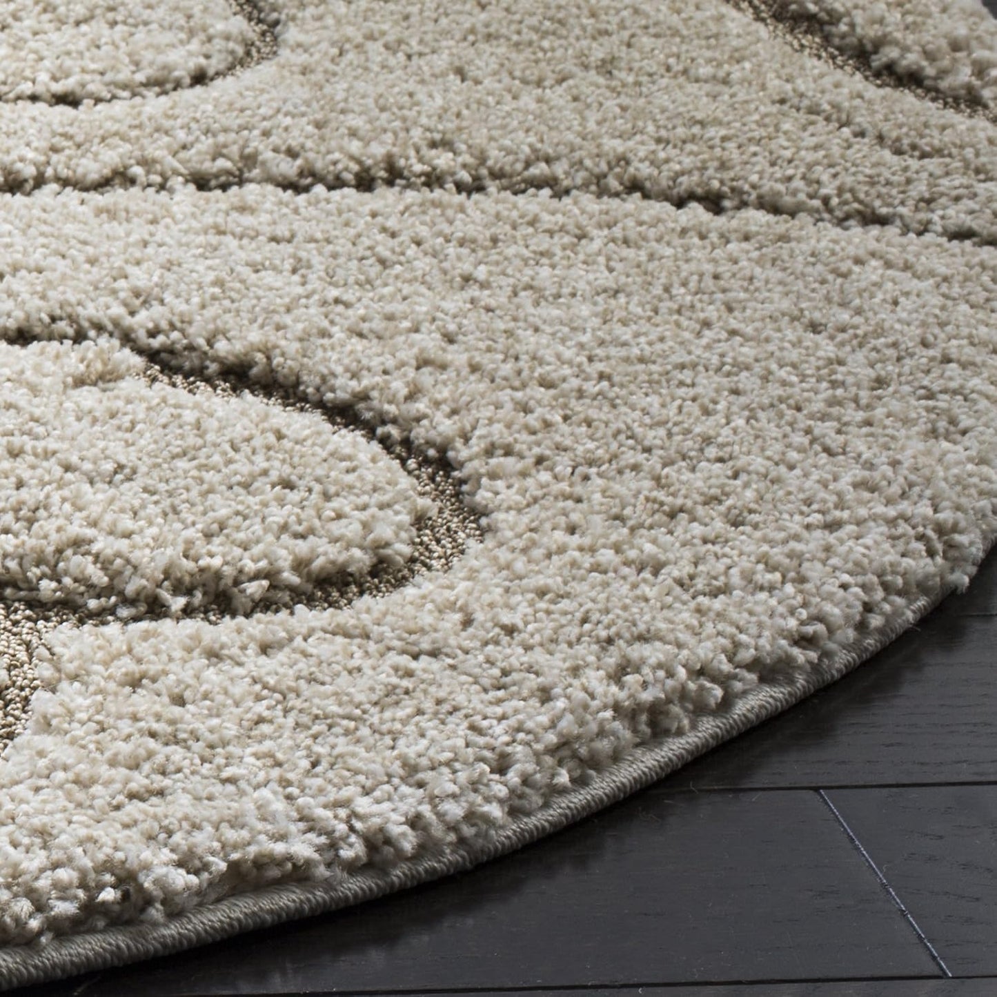 Florida Shag Collection Area Rug - 9' Round, Cream & Beige, Scroll Design, Non-Shedding & Easy Care, 1.2-Inch Thick Ideal for High Traffic Areas in Living Room, Bedroom (SG455-1113)