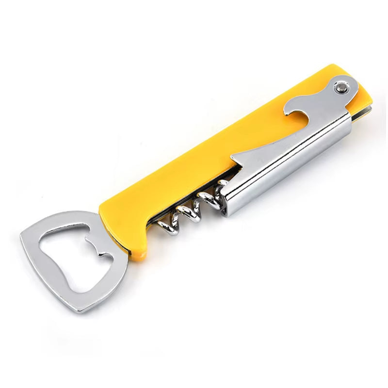 Portable Easy Wine Opener Mini Stainless Steel Metal Corkscrew Bottle Corkscrew Double Hinged Outdoor Wine Opener Beer Opener