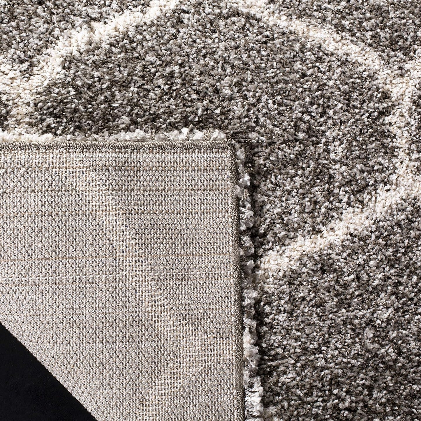Hudson Shag Collection Area Rug - 10' X 14', Grey & Ivory, Moroccan Ogee Trellis Design, Non-Shedding & Easy Care, 2-Inch Thick Ideal for High Traffic Areas in Living Room, Bedroom (SGH280B)