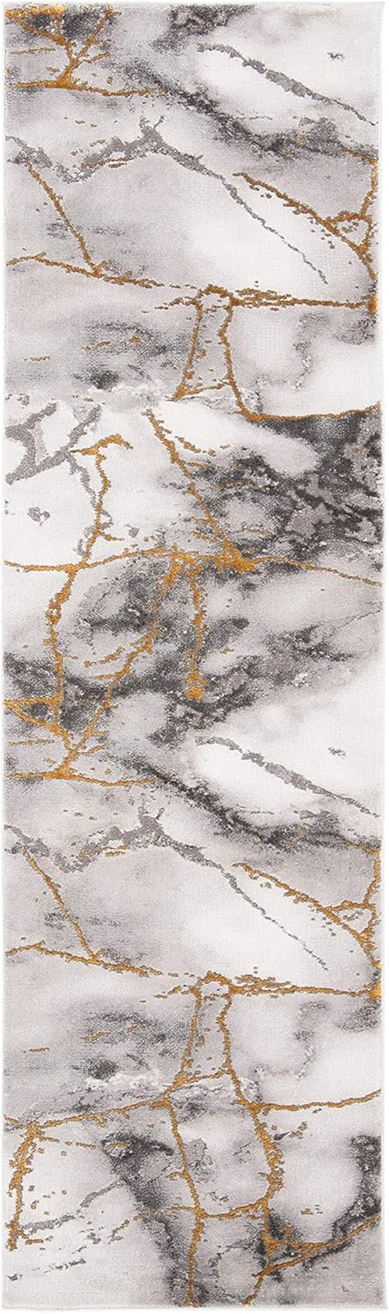 Craft Collection Runner Rug - 2'3" X 8', Grey & Gold, Modern Abstract Design, Non-Shedding & Easy Care, Ideal for High Traffic Areas in Living Room, Bedroom (CFT877F)