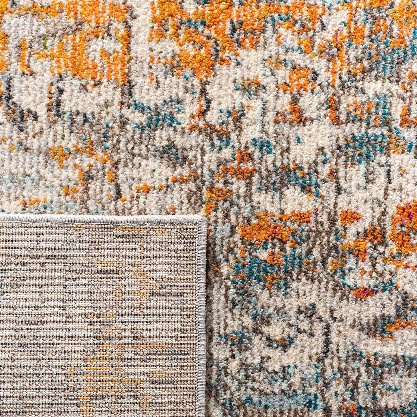 Madison Collection Accent Rug - 4' X 6', Grey & Orange, Modern Abstract Design, Non-Shedding & Easy Care, Ideal for High Traffic Areas in Entryway, Living Room, Bedroom (MAD460F)