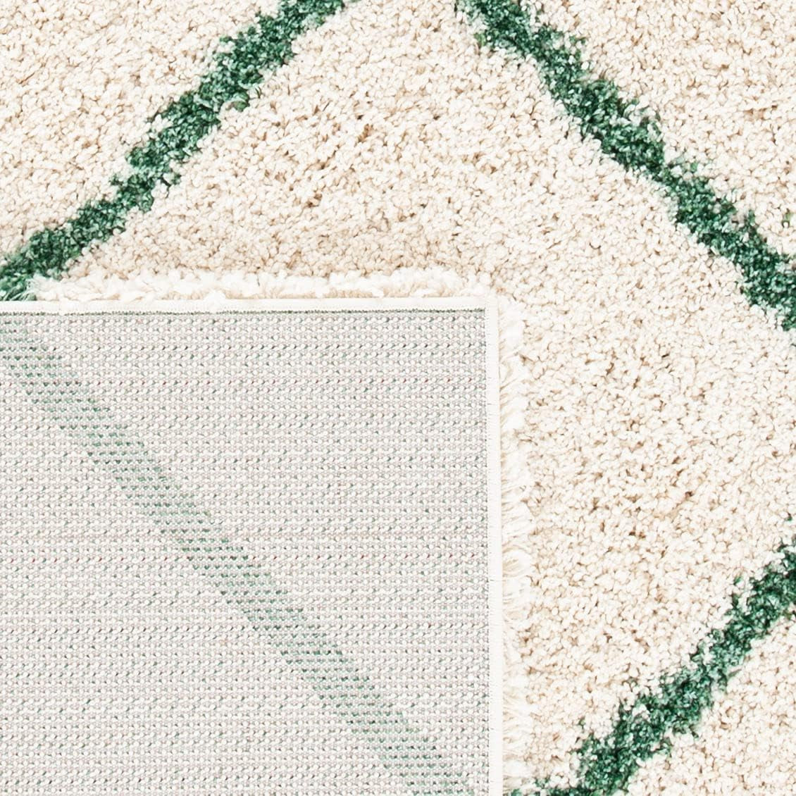 Hudson Shag Collection Area Rug - 8' X 10', Ivory & Green, Modern Trellis Design, Non-Shedding & Easy Care, 2-Inch Thick Ideal for High Traffic Areas in Living Room, Bedroom (SGH281X)