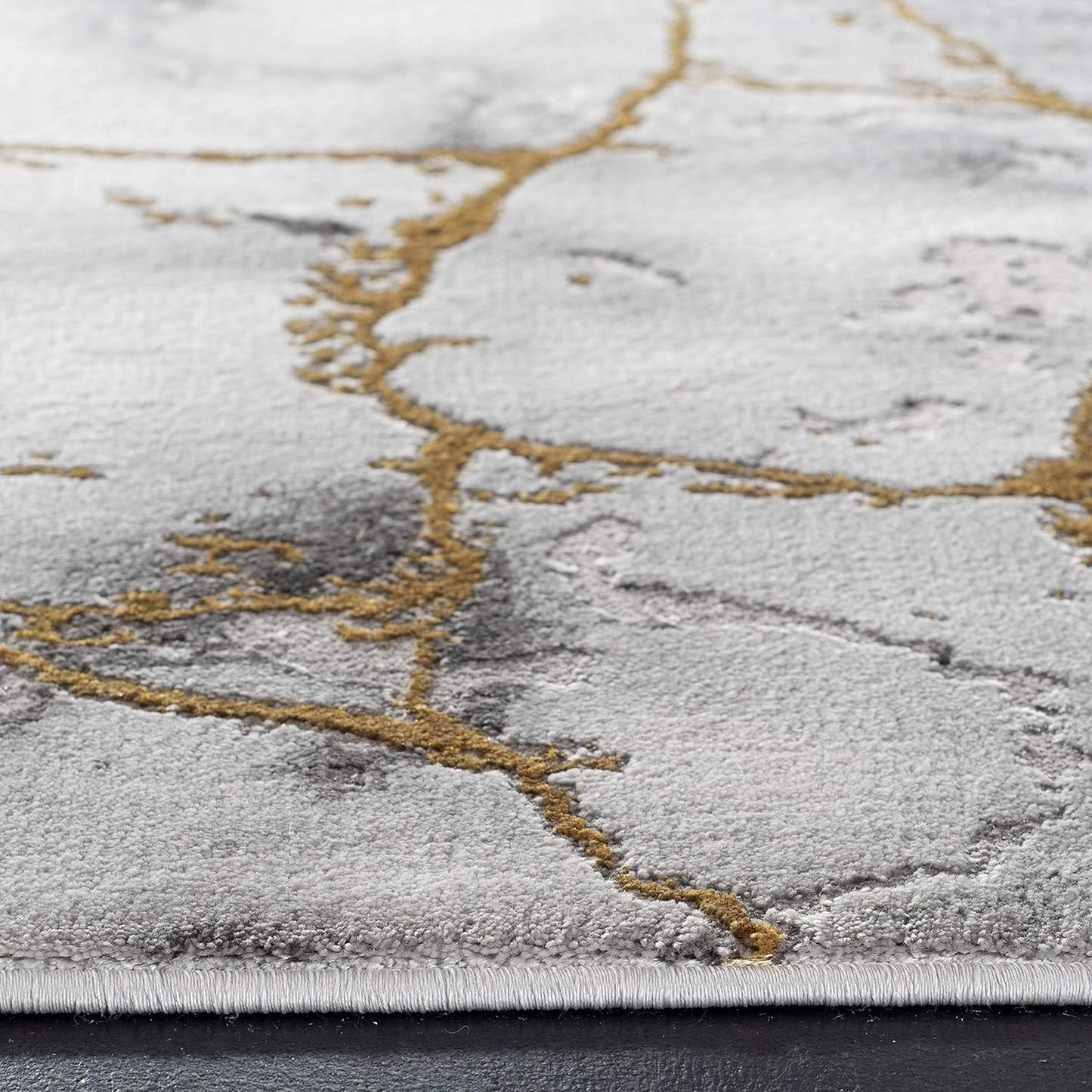 Craft Collection Runner Rug - 2'3" X 8', Grey & Gold, Modern Abstract Design, Non-Shedding & Easy Care, Ideal for High Traffic Areas in Living Room, Bedroom (CFT877F)