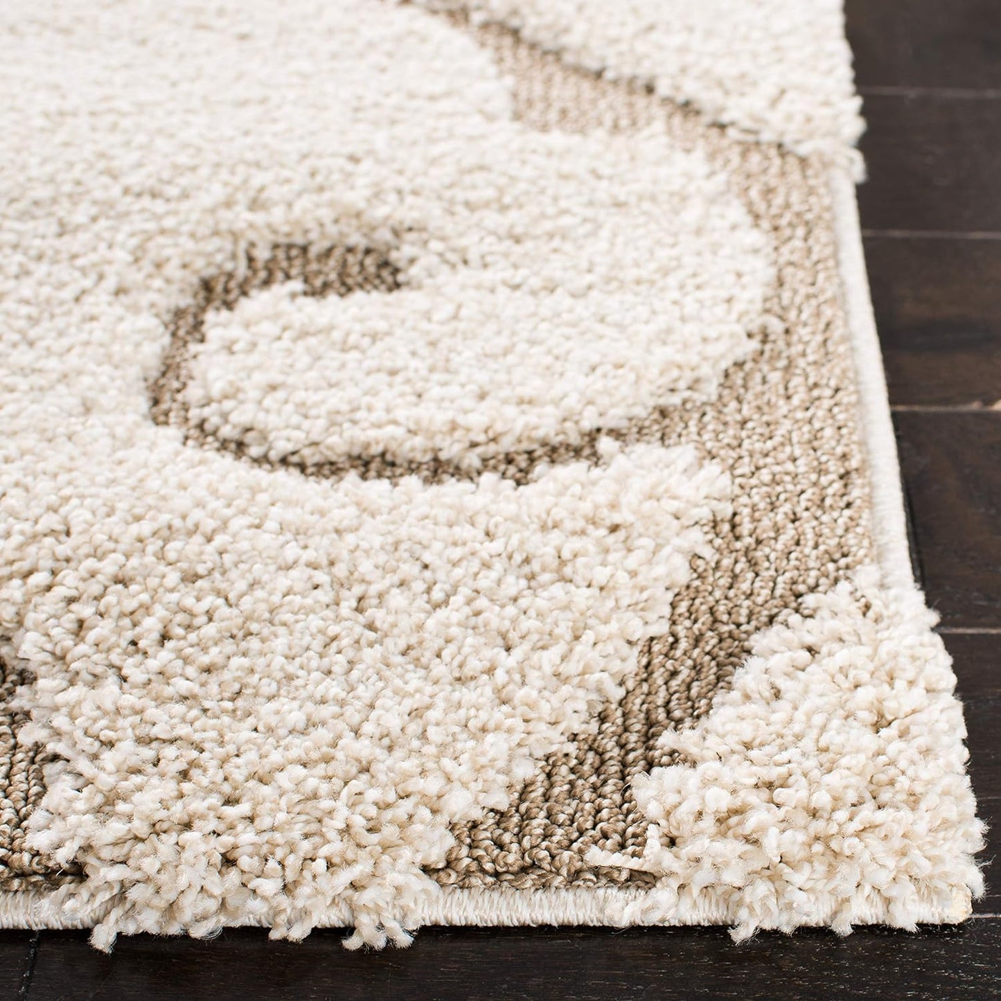 Florida Shag Collection Runner Rug - 2'3" X 15', Cream & Beige, Scroll Design, Non-Shedding & Easy Care, 1.2-Inch Thick Ideal for High Traffic Areas in Living Room, Bedroom (SG455-1113)