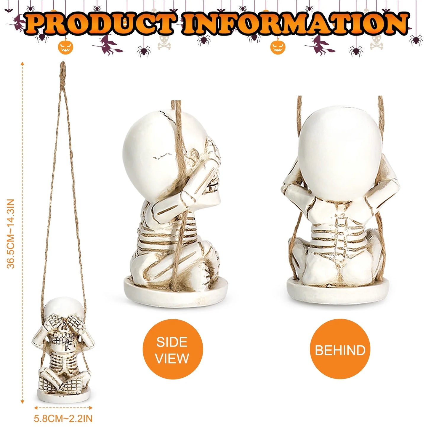 Halloween Skeleton Decor Set of 3, See Hear Speak No Evil Skeleton for Halloween Decorations Outdoor Indoor