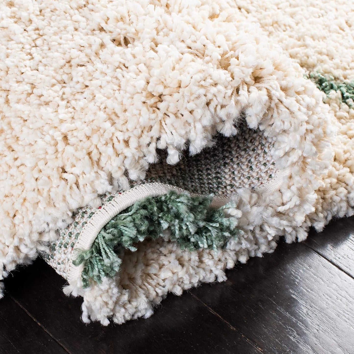 Hudson Shag Collection Area Rug - 5'3" X 7'6", Ivory & Green, Modern Ogee Trellis Design, Non-Shedding & Easy Care, 2-Inch Thick Ideal for High Traffic Areas in Living Room, Bedroom (SGH280H)