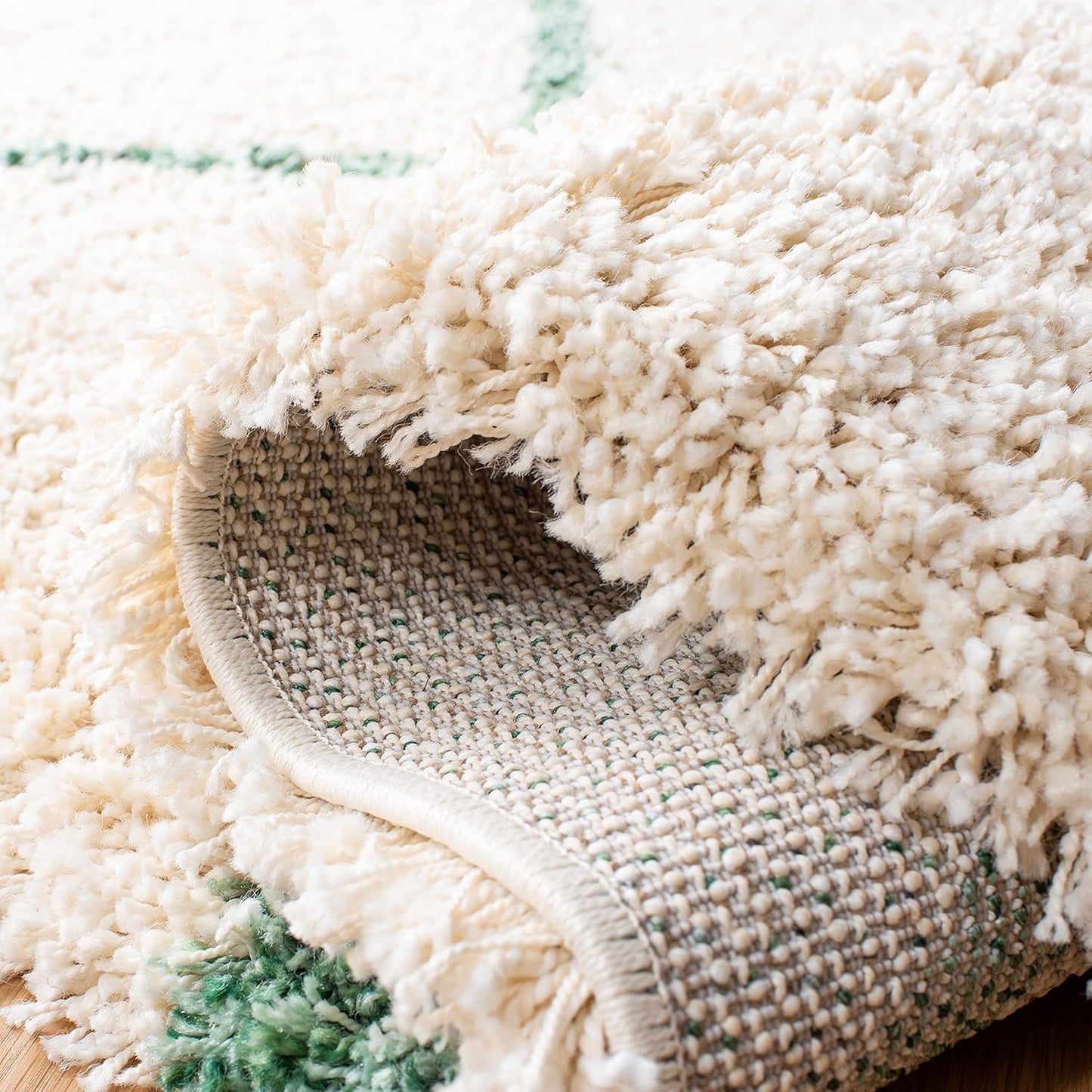 Hudson Shag Collection Area Rug - 8' X 10', Ivory & Green, Modern Trellis Design, Non-Shedding & Easy Care, 2-Inch Thick Ideal for High Traffic Areas in Living Room, Bedroom (SGH281X)