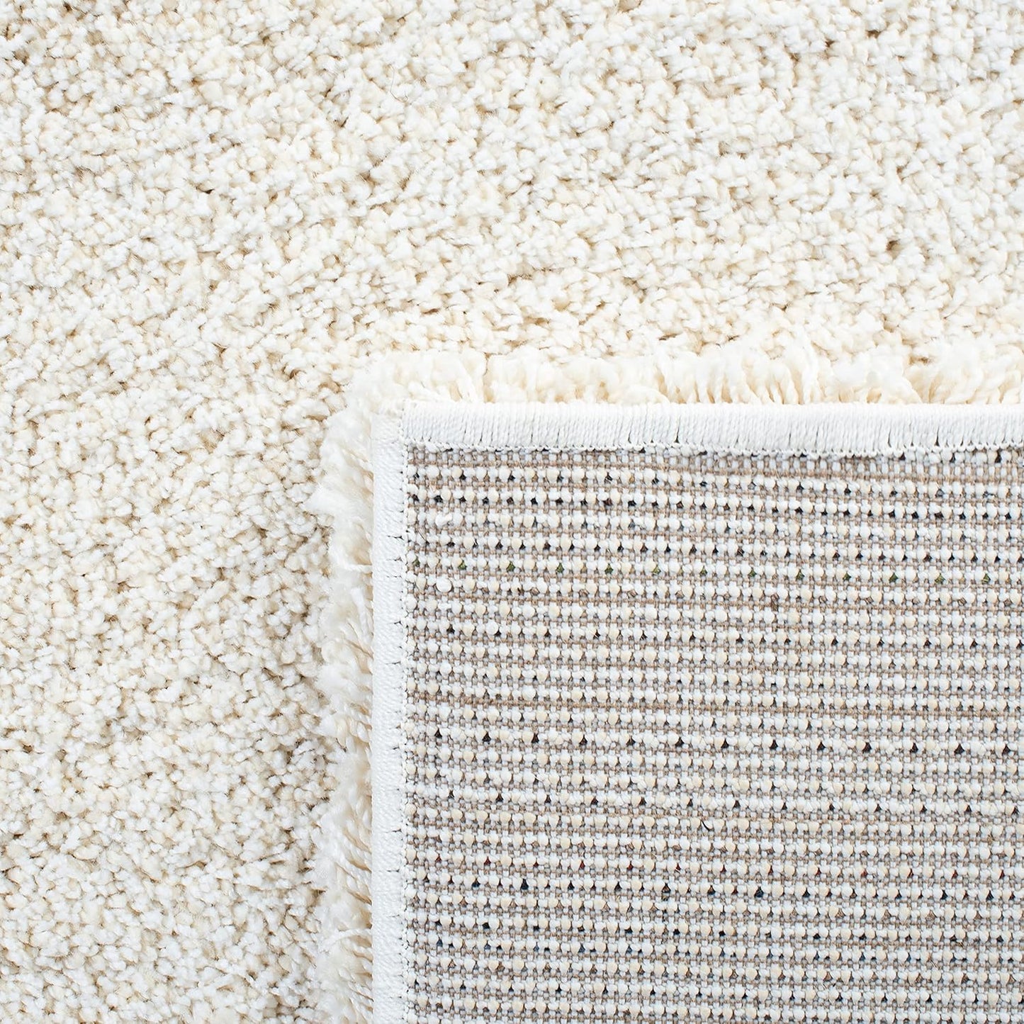 Milan Shag Collection Accent Rug - 3' X 5', Ivory, Solid Design, Non-Shedding & Easy Care, 2-Inch Thick Ideal for High Traffic Areas in Entryway, Living Room, Bedroom (SG180-1212)