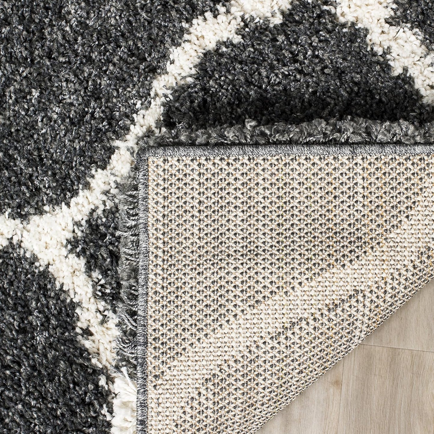 Hudson Shag Collection Accent Rug - 4' X 6', Dark Grey & Ivory, Trellis Design, Non-Shedding & Easy Care, 2-Inch Thick Ideal for High Traffic Areas in Entryway, Living Room, Bedroom (SGH280G)