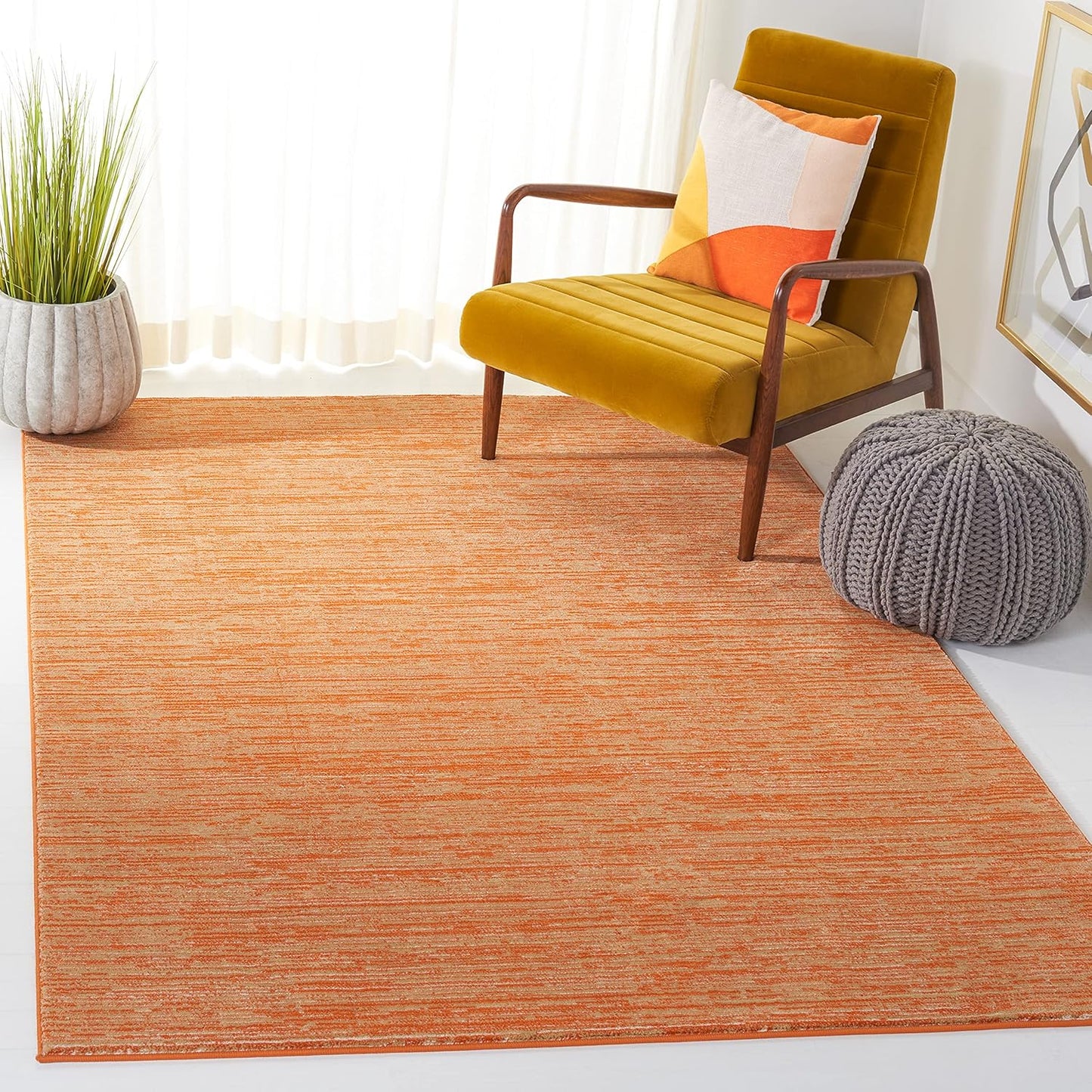 Vision Collection Accent Rug - 4' X 6', Orange, Modern Ombre Tonal Chic Design, Non-Shedding & Easy Care, Ideal for High Traffic Areas in Entryway, Living Room, Bedroom (VSN606P)