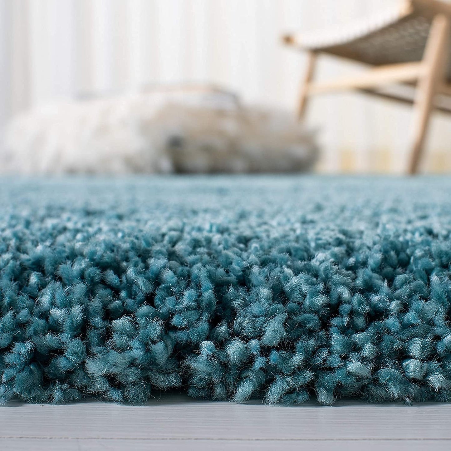 Milan Shag Collection Accent Rug - 3' X 5', Aqua Blue, Solid Design, Non-Shedding & Easy Care, 2-Inch Thick Ideal for High Traffic Areas in Entryway, Living Room, Bedroom (SG180-6060)