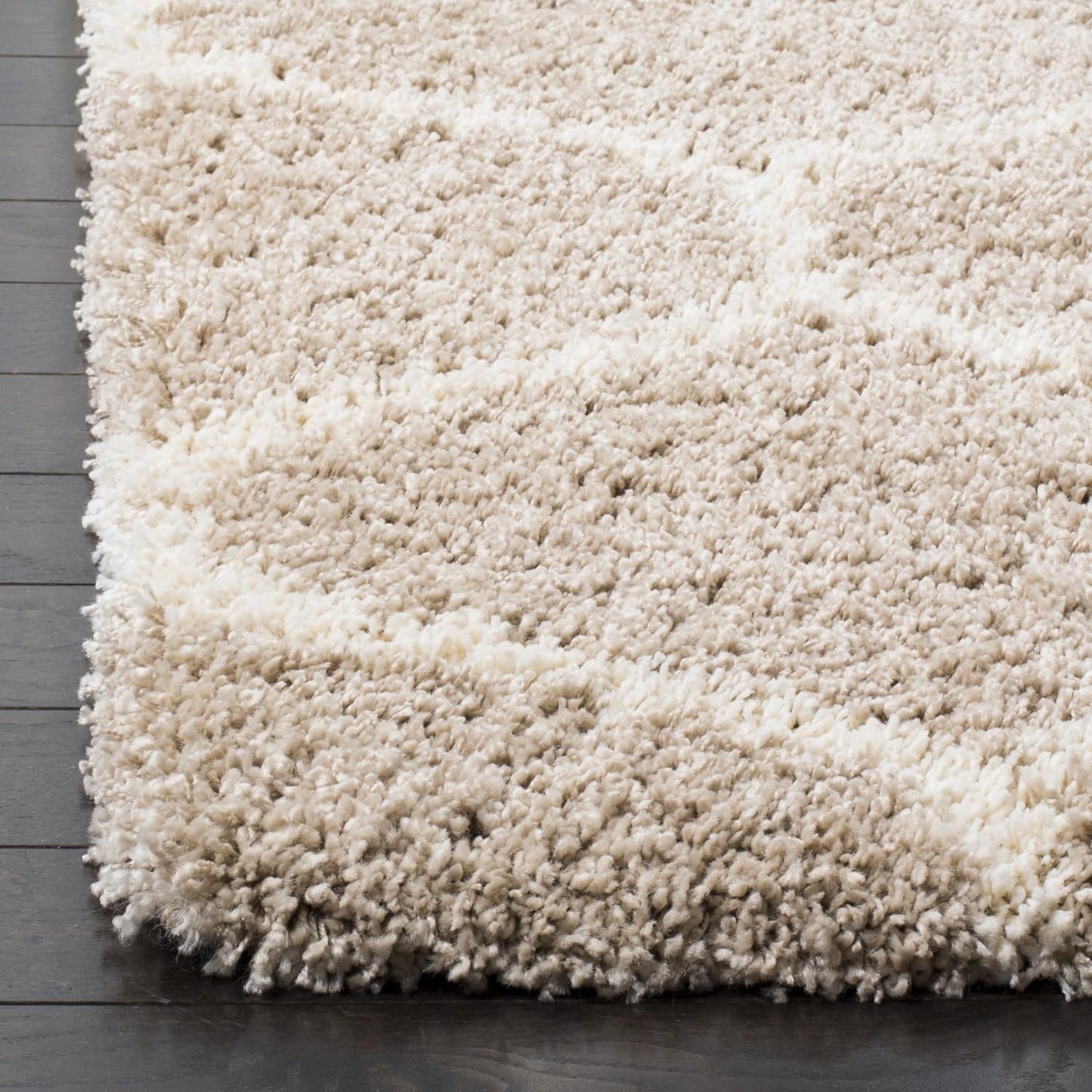 Hudson Shag Collection Runner Rug - 2'3" X 10', Beige & Ivory, Trellis Design, Non-Shedding & Easy Care, 2-Inch Thick Ideal for High Traffic Areas in Living Room, Bedroom (SGH280S)