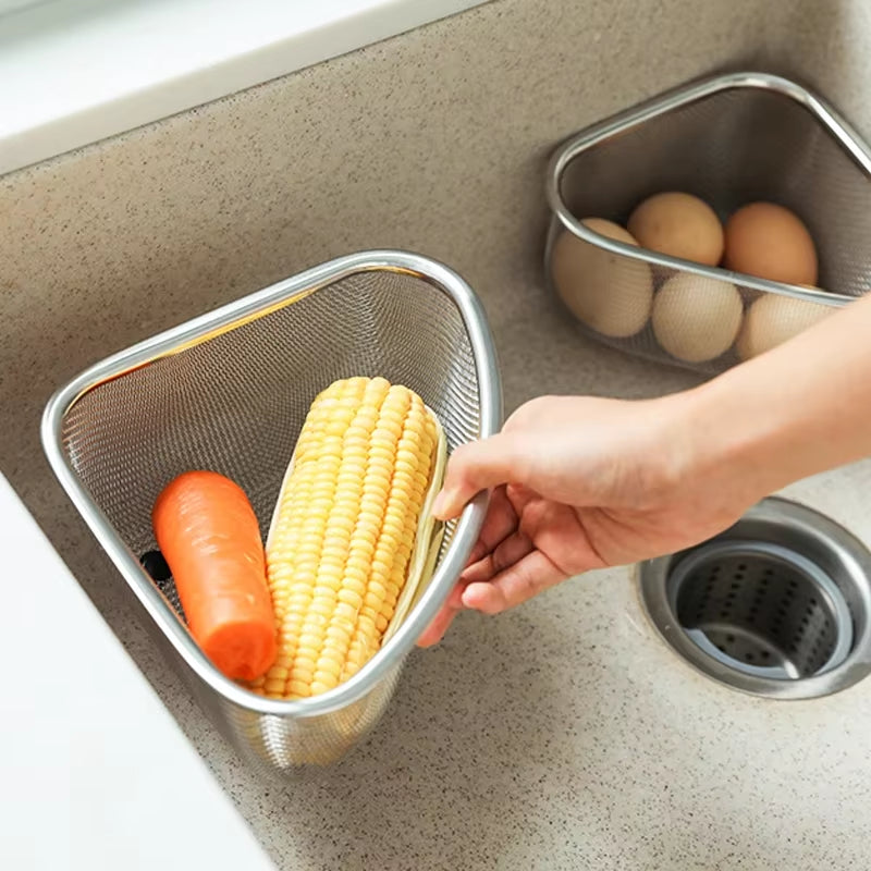 Stainless Steel Kitchen Sink Filter Swan Drain Basket Garbage Filter Shelf Anti-Slip Strainer Multifunctional Drainage Basket