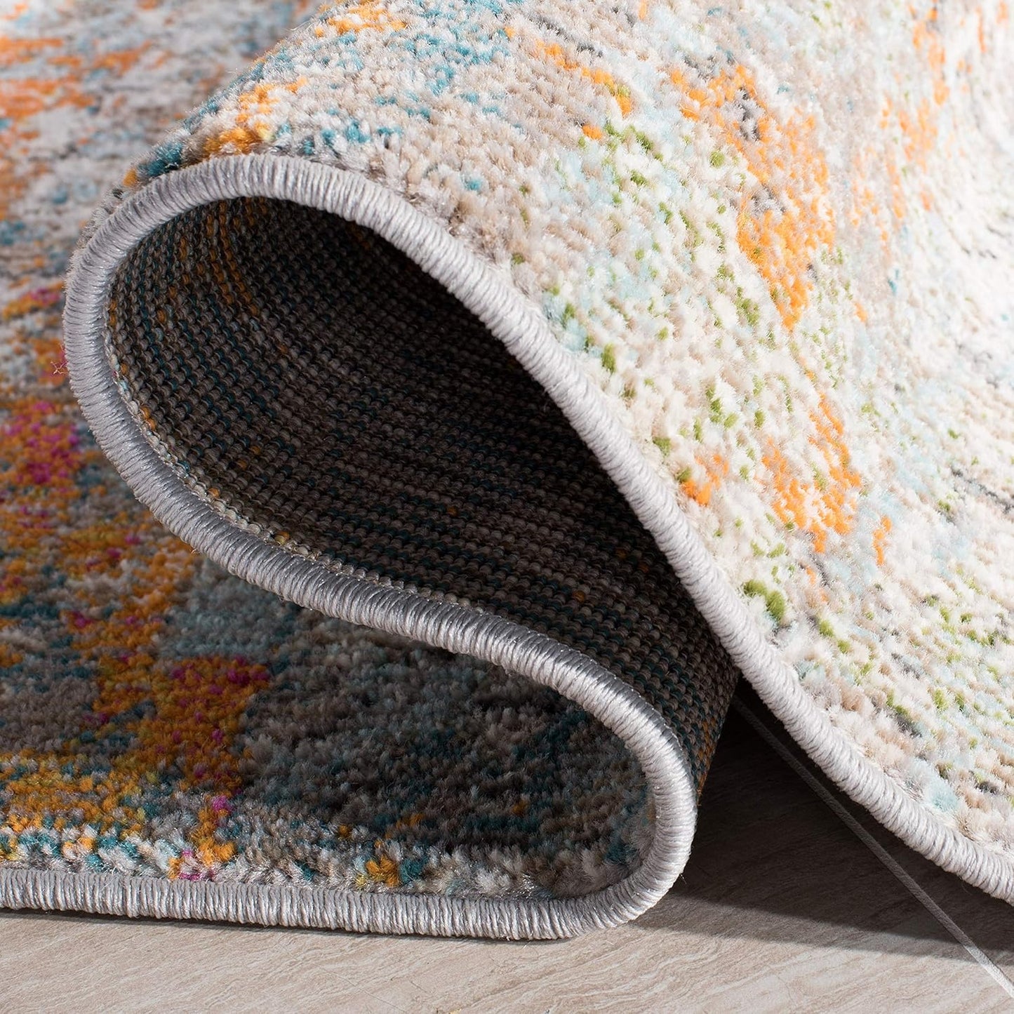 Madison Collection Accent Rug - 4' X 6', Grey & Orange, Modern Abstract Design, Non-Shedding & Easy Care, Ideal for High Traffic Areas in Entryway, Living Room, Bedroom (MAD460F)