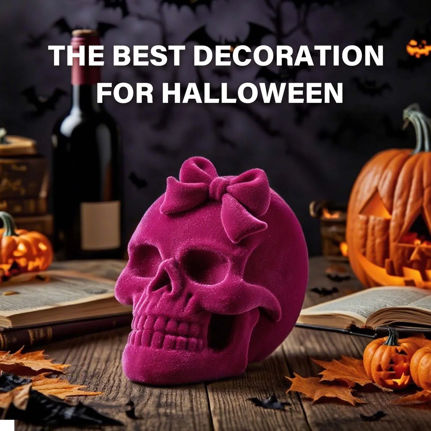 Halloween Decoration Indoor, Pink Halloween Decor, Halloween Skulls for Gothic Decor, Halloween Prop , 2Pcs