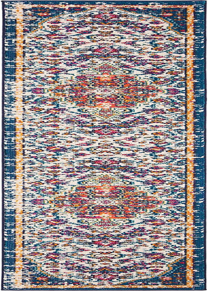 Madison Collection Runner Rug - 2'2" X 16', Ivory & Orange, Boho Chic Medallion Distressed Design, Non-Shedding & Easy Care, Ideal for High Traffic Areas in Living Room, Bedroom (MAD447A)