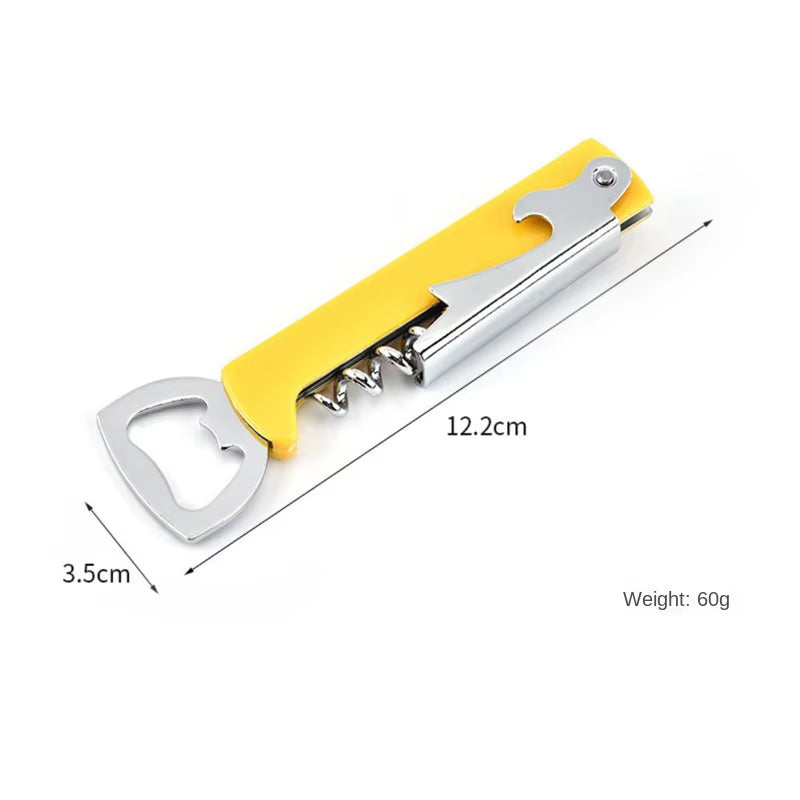 Portable Easy Wine Opener Mini Stainless Steel Metal Corkscrew Bottle Corkscrew Double Hinged Outdoor Wine Opener Beer Opener