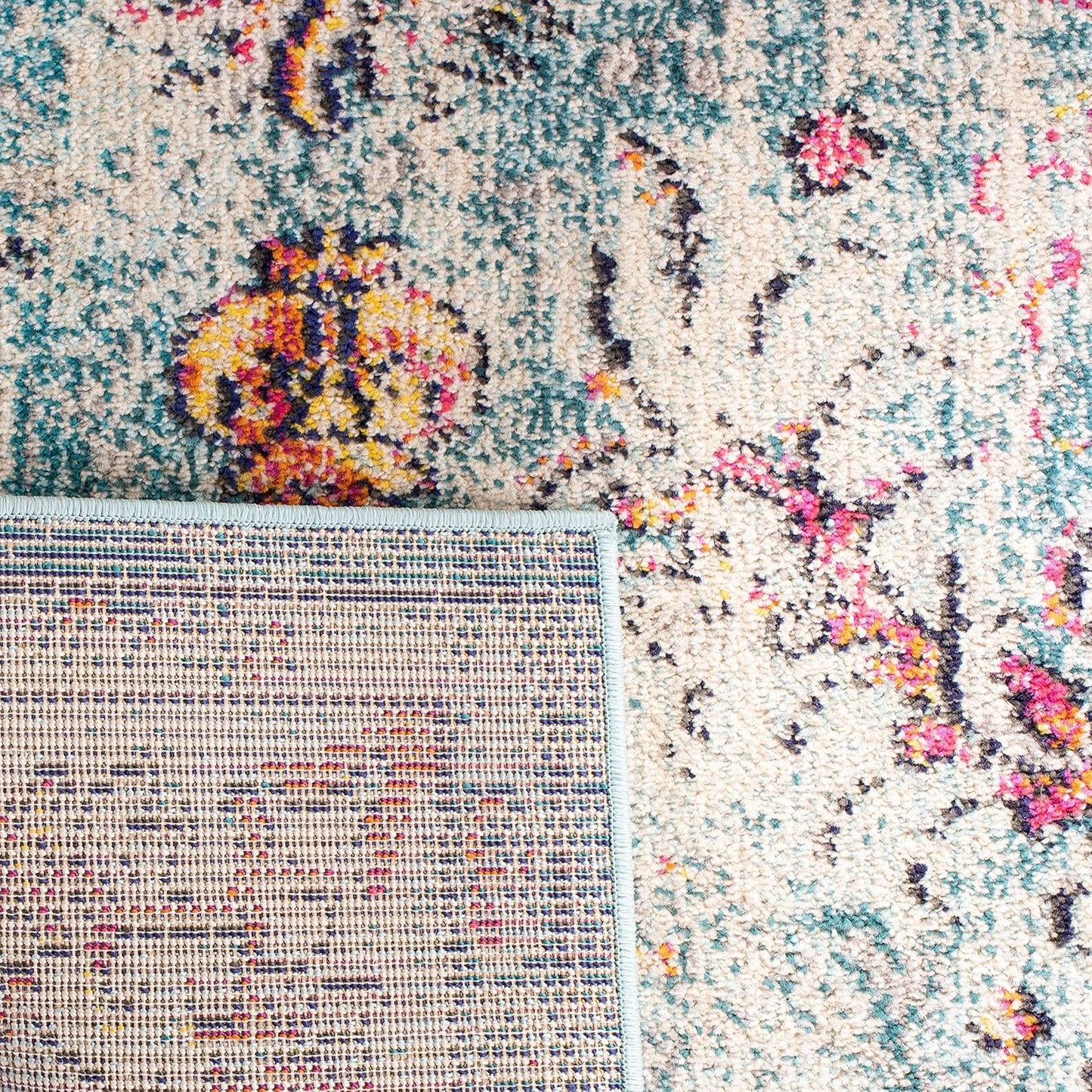 Madison Collection Accent Rug - 4' X 6', Navy & Light Blue, Medallion Distressed Design, Non-Shedding & Easy Care, Ideal for High Traffic Areas in Entryway, Living Room, Bedroom (MAD447K)