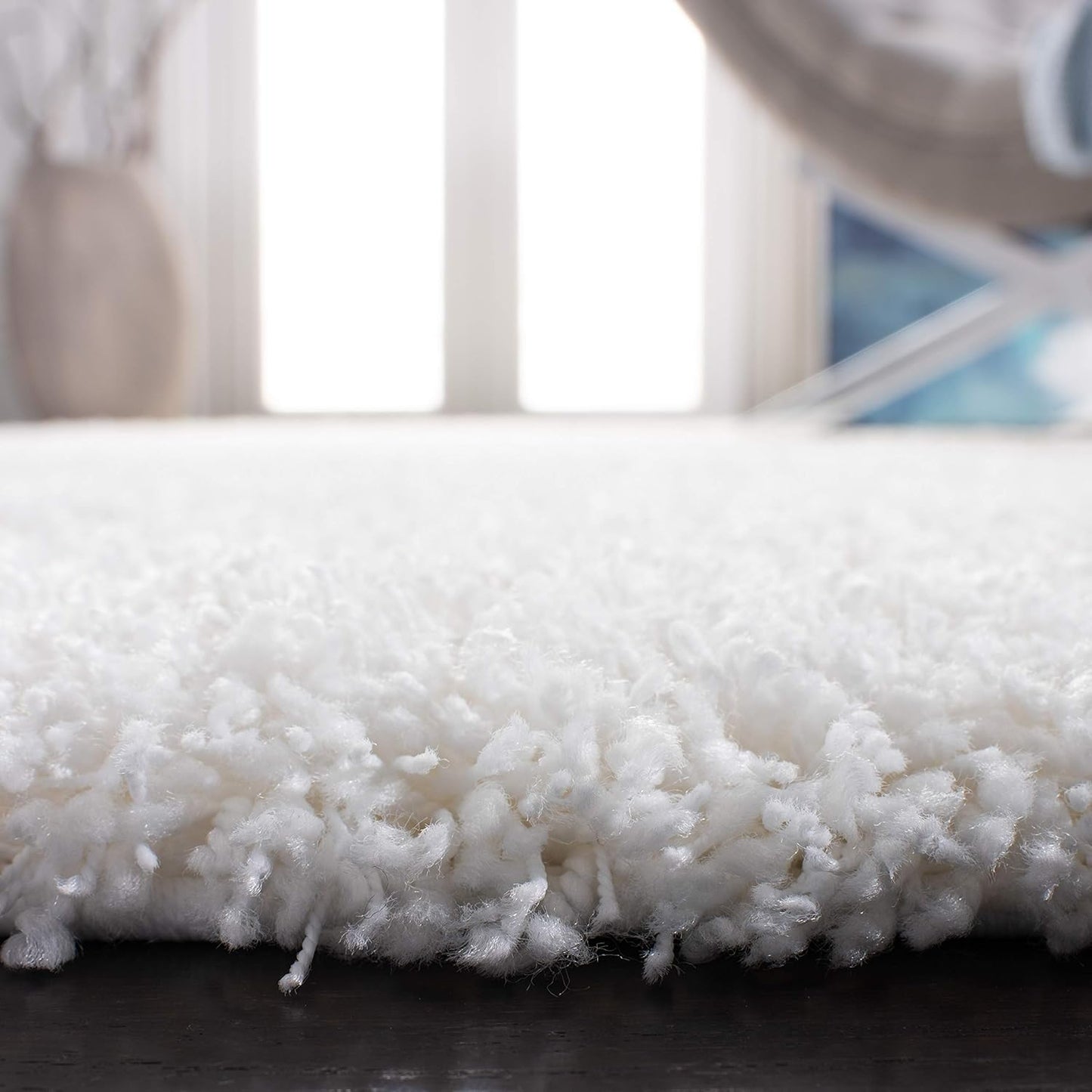 California Shag Collection Runner Rug - 2'3" X 19', White, Non-Shedding & Easy Care, 2-Inch Thick Ideal for High Traffic Areas in Living Room, Bedroom (SG151-1010)