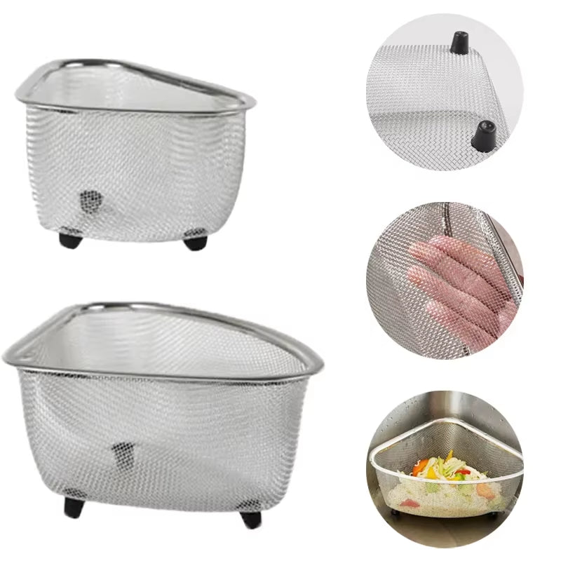 Stainless Steel Kitchen Sink Filter Swan Drain Basket Garbage Filter Shelf Anti-Slip Strainer Multifunctional Drainage Basket