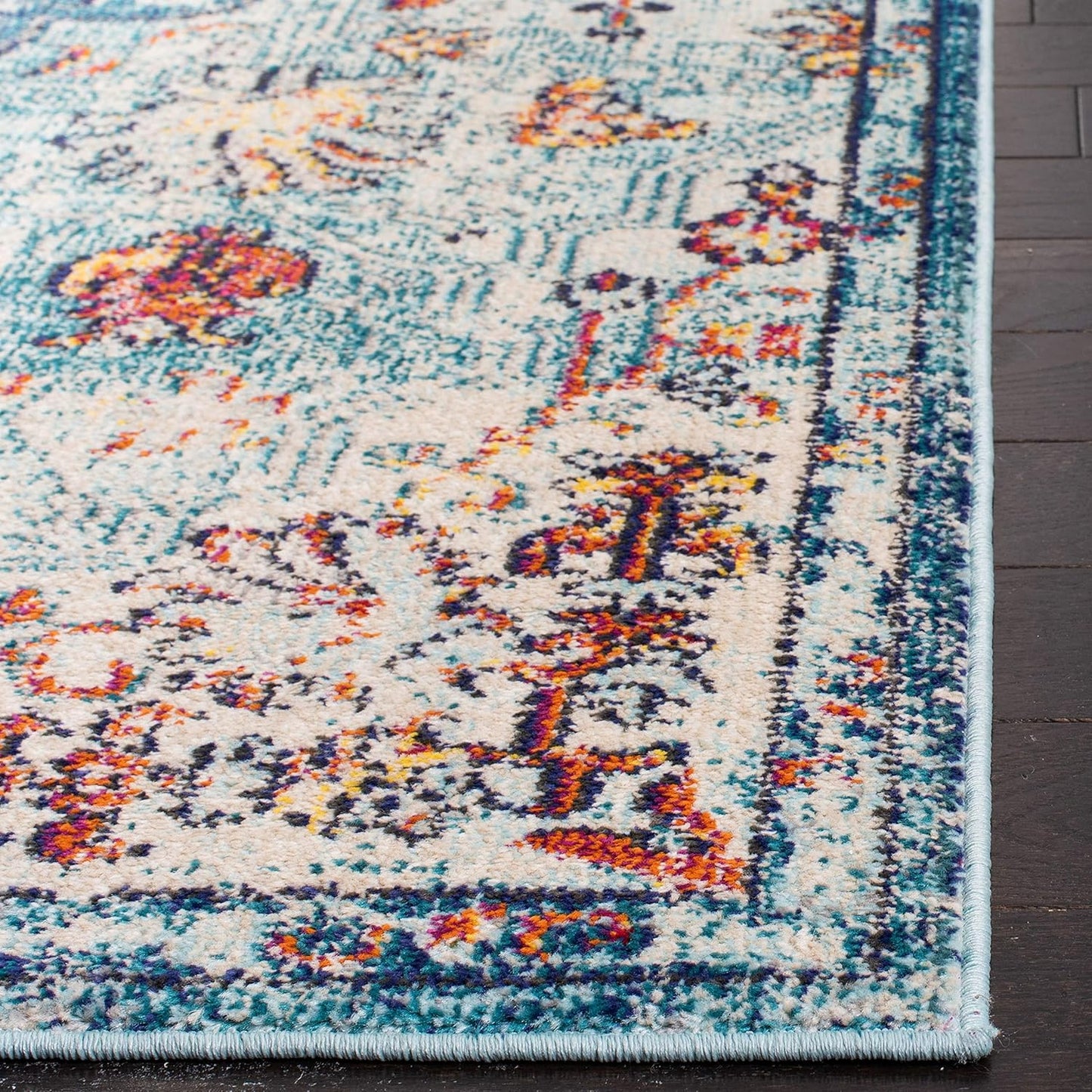 Madison Collection Accent Rug - 4' X 6', Navy & Light Blue, Medallion Distressed Design, Non-Shedding & Easy Care, Ideal for High Traffic Areas in Entryway, Living Room, Bedroom (MAD447K)