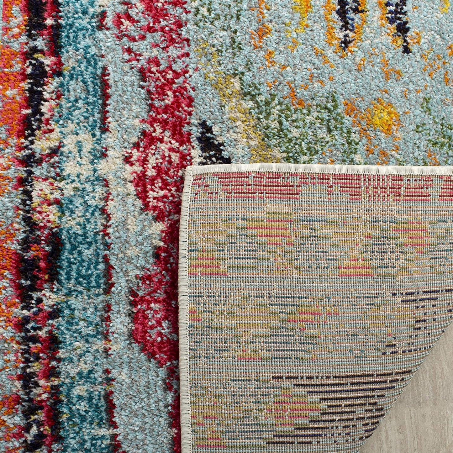 Monaco Collection Area Rug - 5'1" X 7'7", Multi, Boho Chic Tribal Distressed Design, Non-Shedding & Easy Care, Ideal for High Traffic Areas in Living Room, Bedroom (MNC222F)