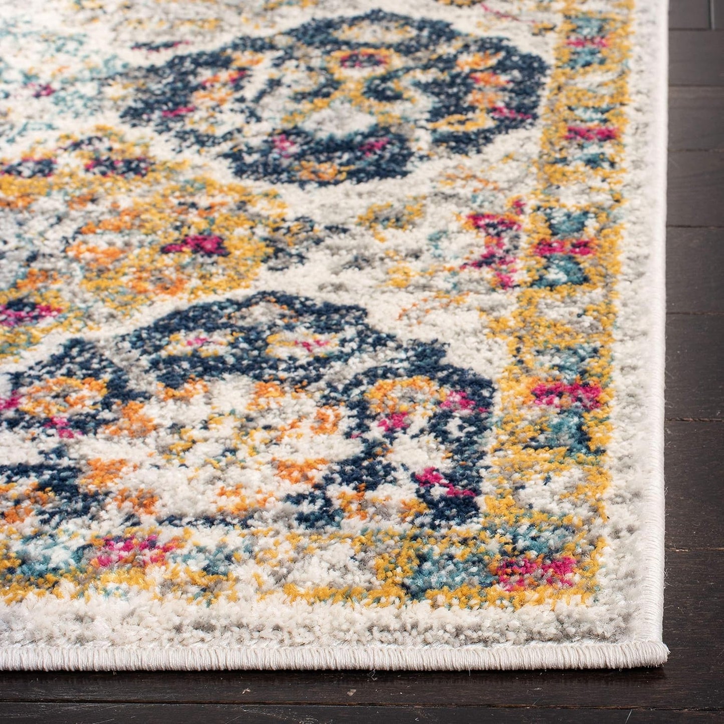 Madison Collection Runner Rug - 2'3" X 6', Cream & Multi, Boho Chic Distressed Design, Non-Shedding & Easy Care, Ideal for High Traffic Areas in Living Room, Bedroom (MAD611B)