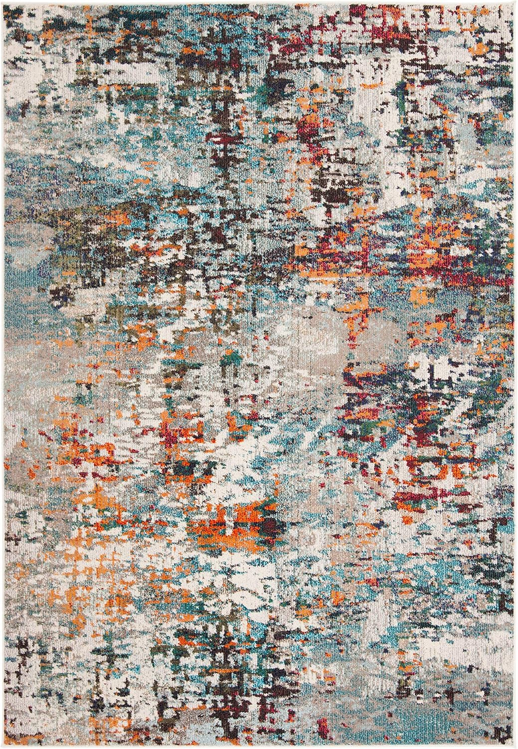 Madison Collection Accent Rug - 3' X 5', Grey & Blue, Modern Abstract Design, Non-Shedding & Easy Care, Ideal for High Traffic Areas in Entryway, Living Room, Bedroom (MAD471F)