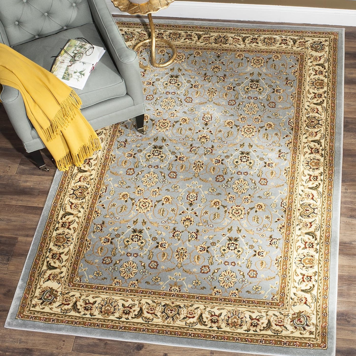 Lyndhurst Collection Accent Rug - 3'3" X 5'3", Light Blue & Ivory, Oriental Design, Non-Shedding & Easy Care, Ideal for High Traffic Areas in Entryway, Living Room, Bedroom (LNH312B)