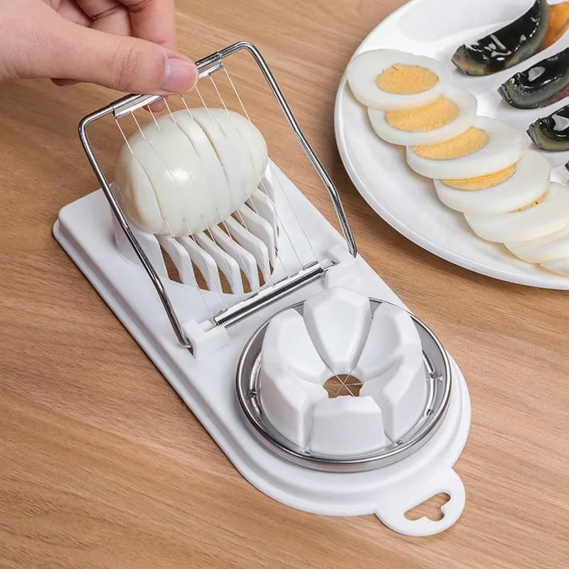 Multifunctional PP Base Egg Cutter 2-In-1 Stainless Steel Wire Pull Egg Cutter for Hanging High-Quality Kitchen Accessory Tools