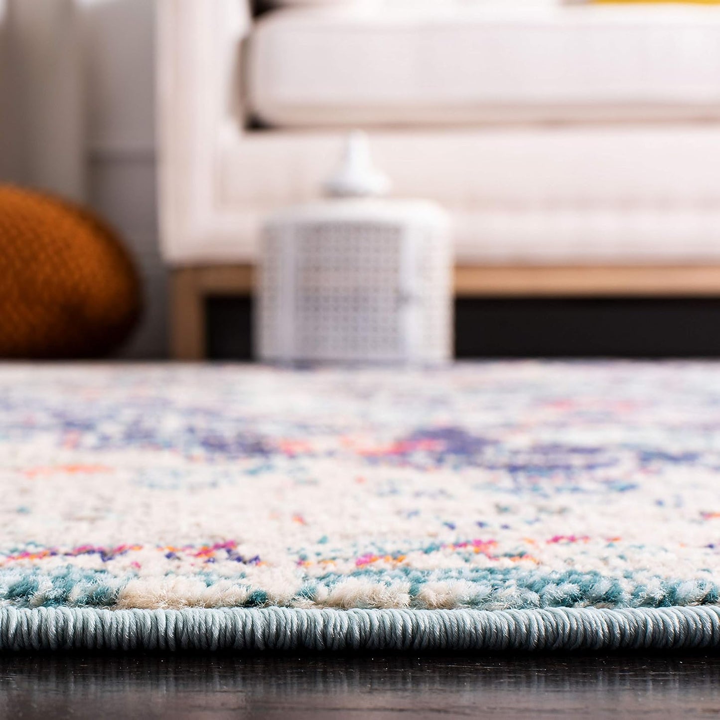 Area Rug 8X10 - Madison Collection - Large - Black & Teal, Boho Chic Medallion Distressed Design, Non-Shedding & Easy Cleaning, Ideal for Living Room, Bedroom, Office, Dining Space (MAD447Z)