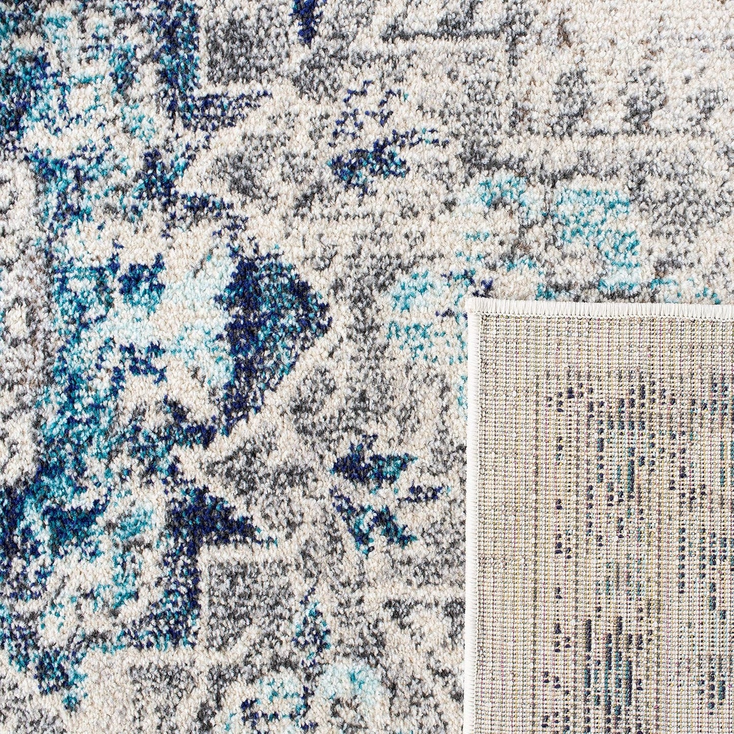 Madison Collection Area Rug - 6' X 9', Ivory & Grey, Boho Chic Medallion Distressed Design, Non-Shedding & Easy Care, Ideal for High Traffic Areas in Living Room, Bedroom (MAD473C)