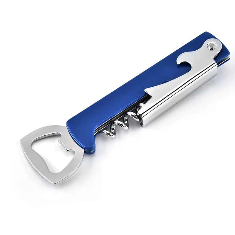Portable Easy Wine Opener Mini Stainless Steel Metal Corkscrew Bottle Corkscrew Double Hinged Outdoor Wine Opener Beer Opener