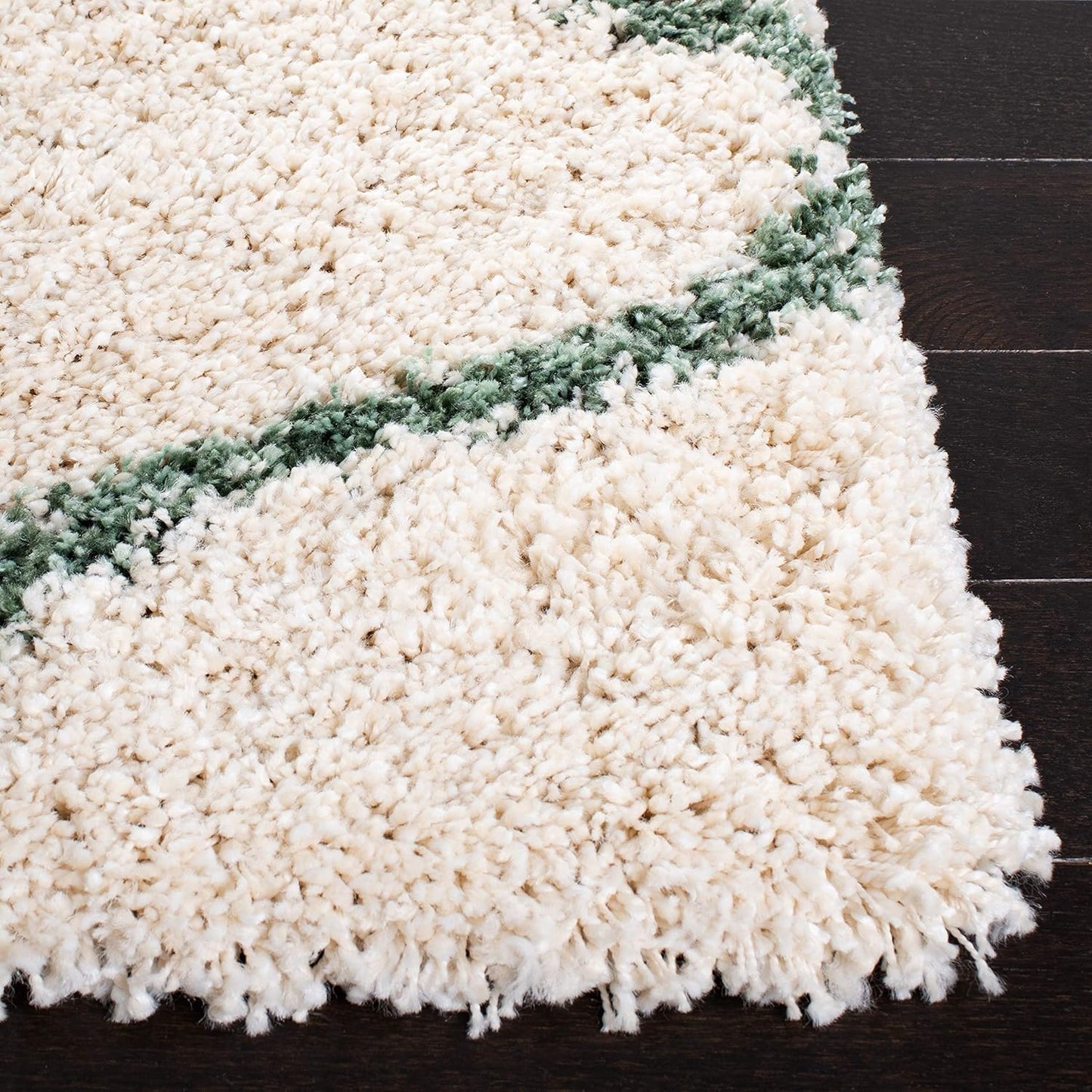 Hudson Shag Collection Area Rug - 5'3" X 7'6", Ivory & Green, Modern Ogee Trellis Design, Non-Shedding & Easy Care, 2-Inch Thick Ideal for High Traffic Areas in Living Room, Bedroom (SGH280H)