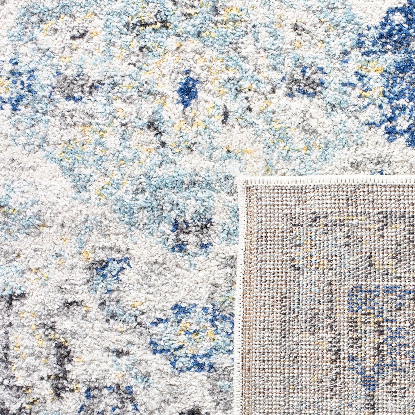 Madison Collection Runner Rug - 2'3" X 18', Ivory & Aqua, Boho Chic Distressed Design, Non-Shedding & Easy Care, Ideal for High Traffic Areas in Living Room, Bedroom (MAD611A)