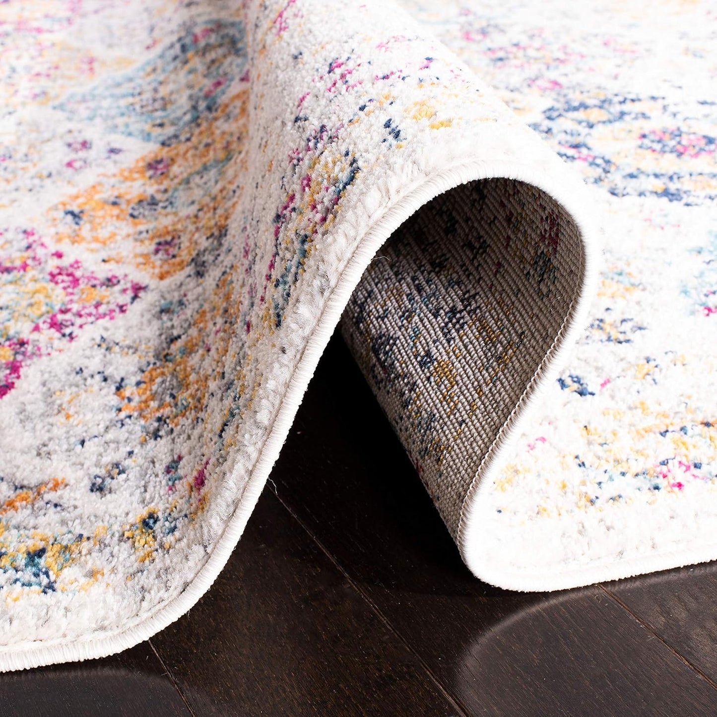 Madison Collection Runner Rug - 2'3" X 6', Cream & Multi, Boho Chic Distressed Design, Non-Shedding & Easy Care, Ideal for High Traffic Areas in Living Room, Bedroom (MAD611B)