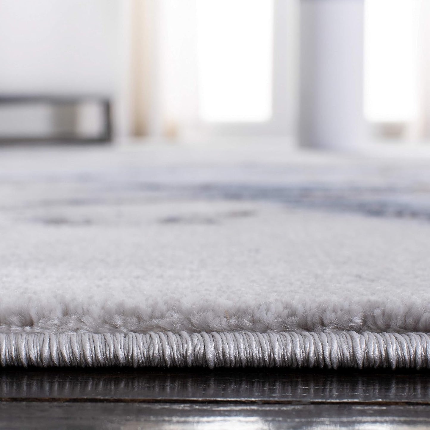 Craft Collection Area Rug - 5'3" Square, Grey & Blue, Modern Abstract Design, Non-Shedding & Easy Care, Ideal for High Traffic Areas in Living Room, Bedroom (CFT877L)