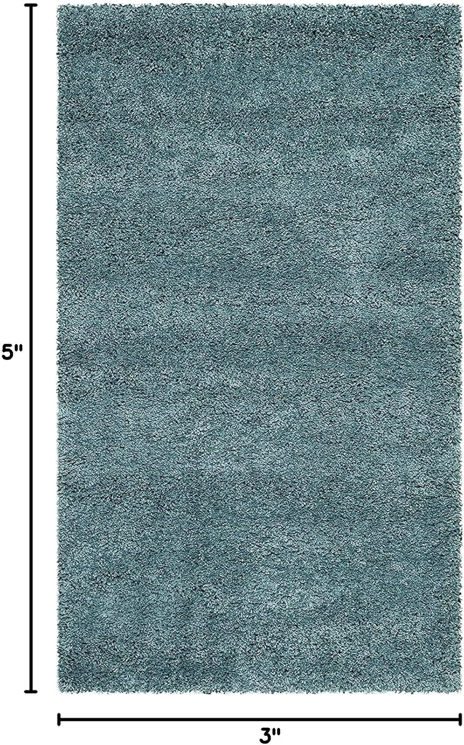 Milan Shag Collection Accent Rug - 3' X 5', Aqua Blue, Solid Design, Non-Shedding & Easy Care, 2-Inch Thick Ideal for High Traffic Areas in Entryway, Living Room, Bedroom (SG180-6060)