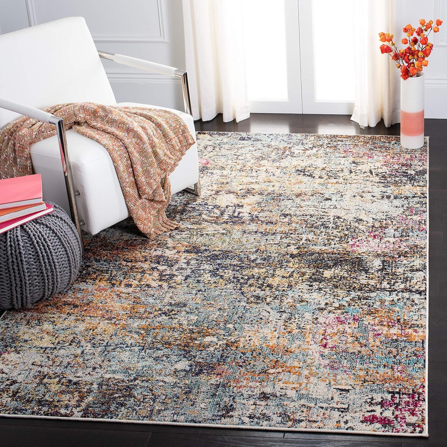 Madison Collection Area Rug - 5'3" X 7'6", Black & Gold, Modern Abstract Design, Non-Shedding & Easy Care, Ideal for High Traffic Areas in Living Room, Bedroom (MAD460Z)