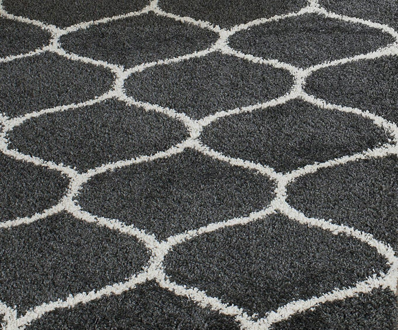 Hudson Shag Collection Accent Rug - 4' X 6', Dark Grey & Ivory, Trellis Design, Non-Shedding & Easy Care, 2-Inch Thick Ideal for High Traffic Areas in Entryway, Living Room, Bedroom (SGH280G)