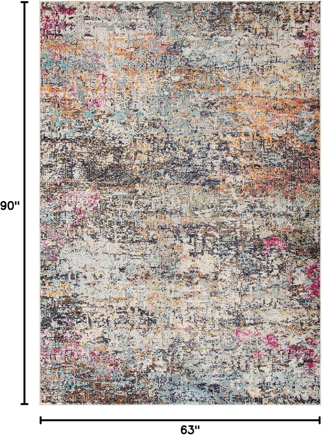 Madison Collection Area Rug - 5'3" X 7'6", Black & Gold, Modern Abstract Design, Non-Shedding & Easy Care, Ideal for High Traffic Areas in Living Room, Bedroom (MAD460Z)