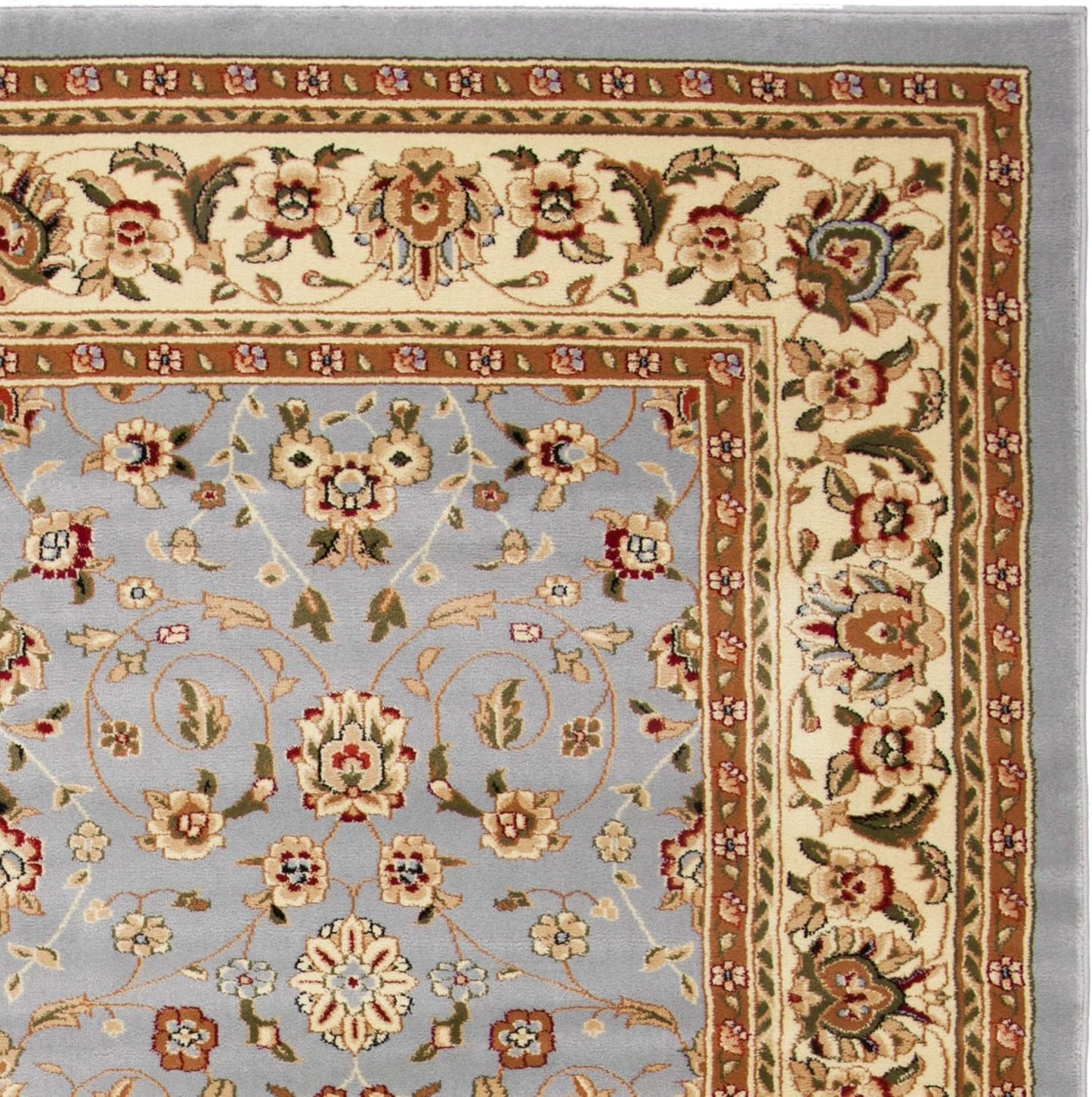 Lyndhurst Collection Runner Rug - 2'3" X 12', Light Blue & Ivory, Traditional Oriental Design, Non-Shedding & Easy Care, Ideal for High Traffic Areas in Living Room, Bedroom (LNH312B)