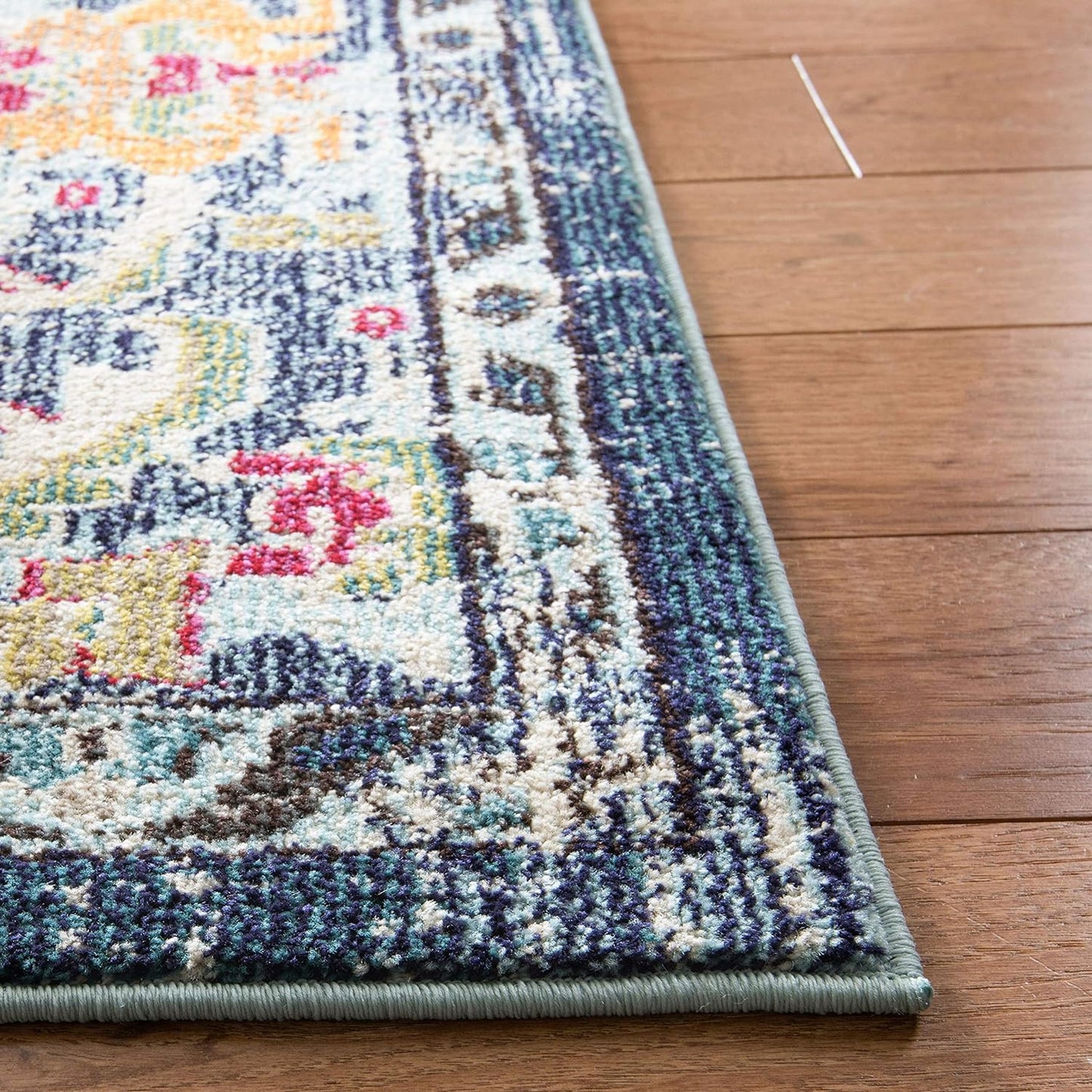 Monaco Collection Runner Rug - 2'2" X 6', Navy & Light Blue, Boho Chic Medallion Distressed Design, Non-Shedding & Easy Care, Ideal for High Traffic Areas in Living Room, Bedroom (MNC243N)