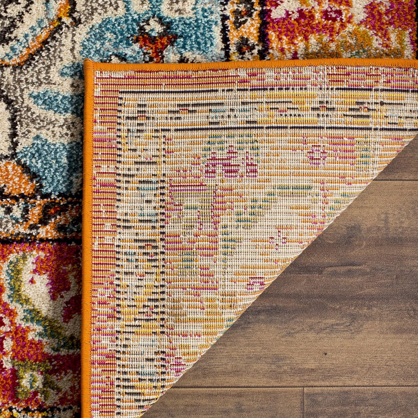 Monaco Collection Area Rug - 11' Square, Orange & Light Blue, Boho Chic Medallion Distressed Design, Non-Shedding & Easy Care, Ideal for High Traffic Areas in Living Room, Bedroom (MNC243H)