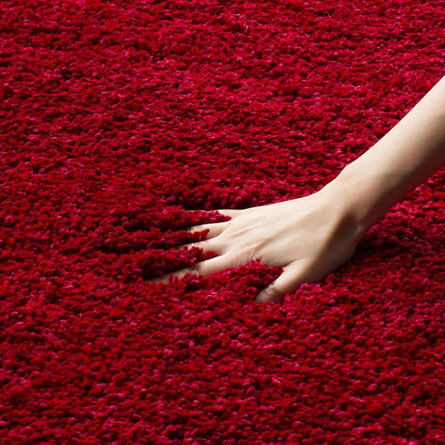 Milan Shag Collection Accent Rug - 4' X 6', Red, Solid Design, Non-Shedding & Easy Care, 2-Inch Thick Ideal for High Traffic Areas in Entryway, Living Room, Bedroom (SG180-4040)